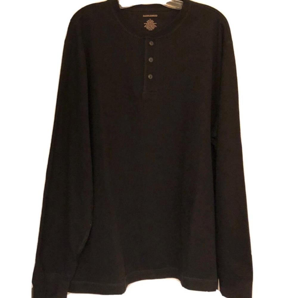 Saddlebred Black Henley LS Top Shirt Men’s Size XL Black 100% Cotton